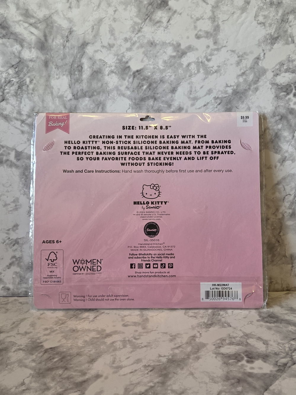 Hello Kitty Pink Silicone Baking Mat with Hello Kitty Character Pattern - Picture 2 of 4
